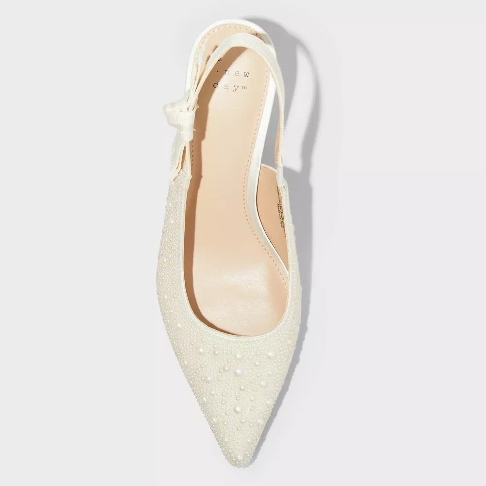 Women's A New Day Milan Pearl Slingback Heels Ivory Size 8 New With Tags - Picture 3 of 8